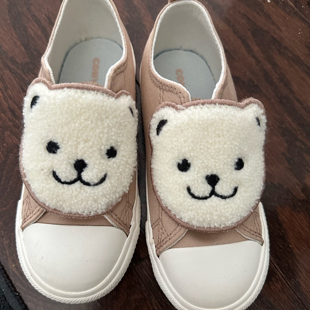 Converse Tan and White Sneakers with Whimsical Plush Design